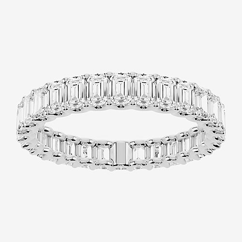 True Fit. (F / Si2) Womens 3MM 2 CT. T.W. Lab Grown White Diamond 10K Gold Eternity Wedding Band, 8, White