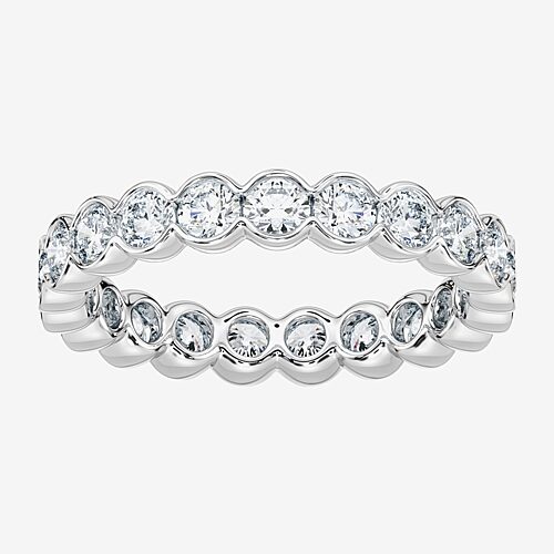 True Fit (F / Si2) Womens 3.5MM 2 CT. T.W. Lab Grown White Diamond 10K Gold Round Eternity Wedding Band, 8, White