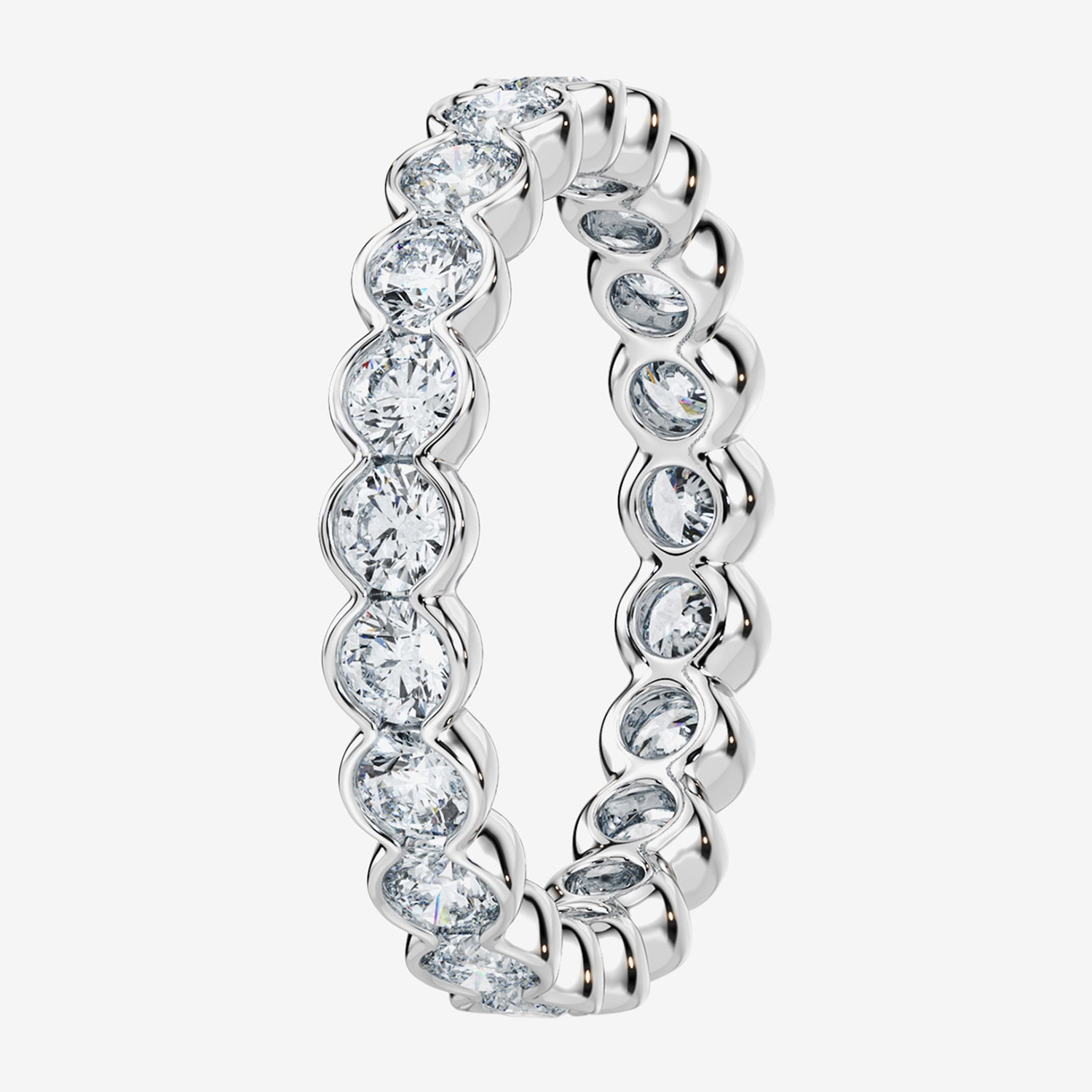 True Fit™ (F / Si2) Womens 3.5MM CT. T.W. Lab Grown White Diamond 10K Gold Round Eternity Wedding Band