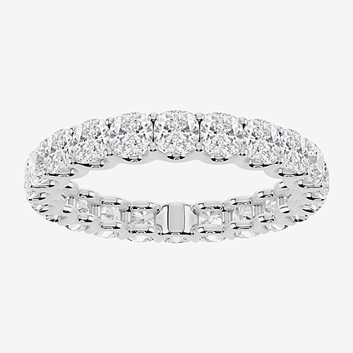 True Fit (F / Si2) Womens 2MM 2 CT. T.W. Lab Grown White Diamond 10K Gold Cushion Eternity Wedding Band, 8, White