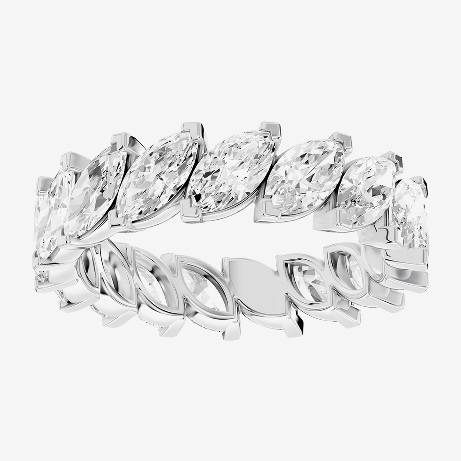True Fit™ (F / Si2) Womens 4.5MM 3 CT. T.W. Lab Grown White Diamond 10K Gold Marquise Eternity Wedding Band