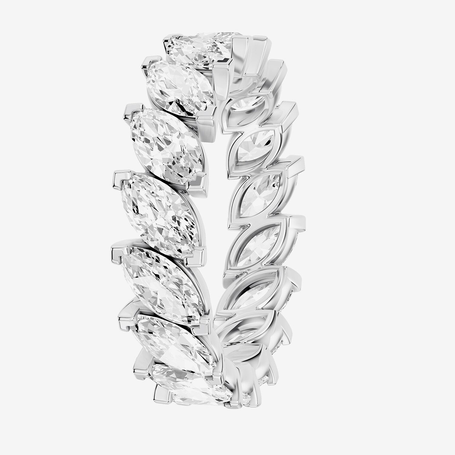 True Fit™ (F / Si2) Womens 4.5MM 3 CT. T.W. Lab Grown White Diamond 10K Gold Marquise Eternity Wedding Band