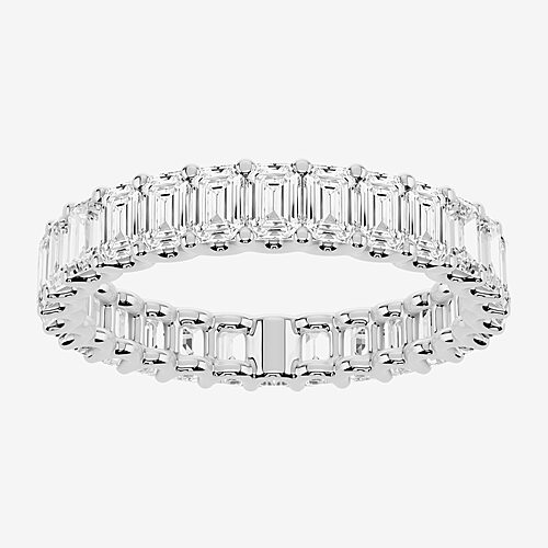 True Fit. (F / Si2) Womens 3MM 3 CT. T.W. Lab Grown White Diamond 10K Gold Eternity Wedding Band, 8, White