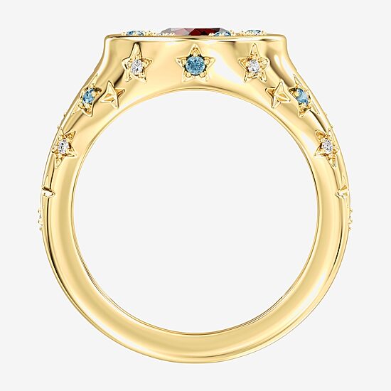 (F / Si2) Womens Diamond Accent Genuine Red Garnet 14K Gold Over Silver Heart Cocktail Ring