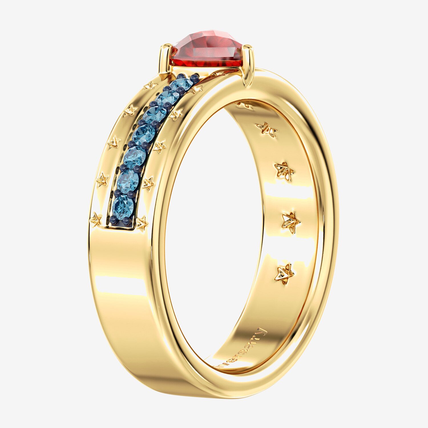 (F / Si2) Womens 1/10 CT. T.W. Genuine Red Garnet 14K Gold Over Silver Heart Side Stone Cocktail Ring