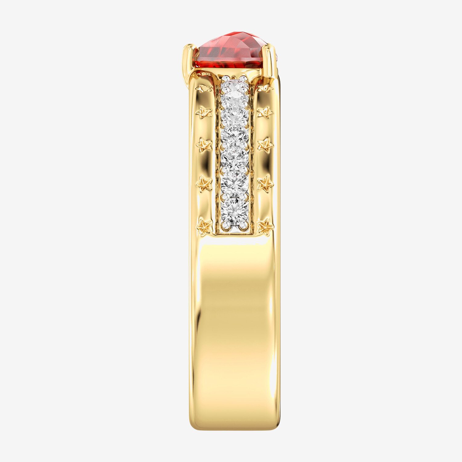 (F / Si2) Womens 1/10 CT. T.W. Genuine Red Garnet 14K Gold Over Silver Heart Side Stone Cocktail Ring