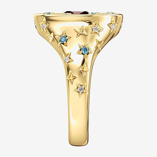 (F / Si2) Womens Diamond Accent Genuine Red Garnet 14K Gold Over Silver Heart Cocktail Ring