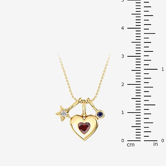 (F/ Si2) Womens Diamond Accent Genuine Red Garnet 14K Gold Over Silver Heart 18 Inch Pendant Necklace