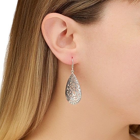 Womens Sterling Silver Drop Earrings