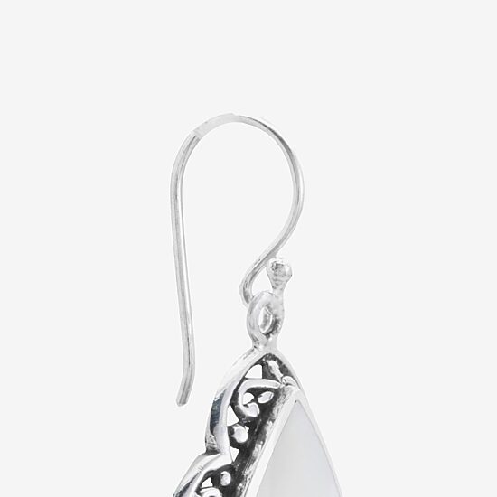 Womens White Mother Of Pearl Sterling Silver Pear Drop Earrings