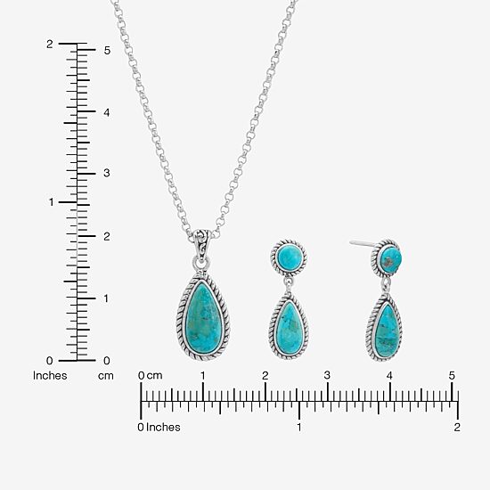 Womens Enhanced Blue Turquoise Sterling Silver 2-pc. Jewelry Set