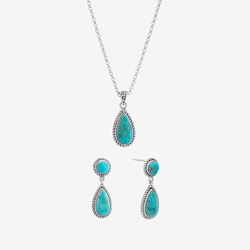 Womens Enhanced Blue Turquoise Sterling Silver 2-pc. Jewelry Set, One Size, Blue