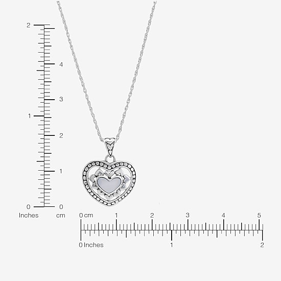Womens Genuine White Mother Of Pearl Sterling Silver Heart 16 Inch Pendant Necklace