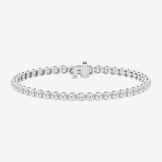 (F / Si1-Si2) Womens 7 Ct.T.W. Lab Grown White Diamond Sterling Silver 6 1/2 Inch Tennis Bracelet