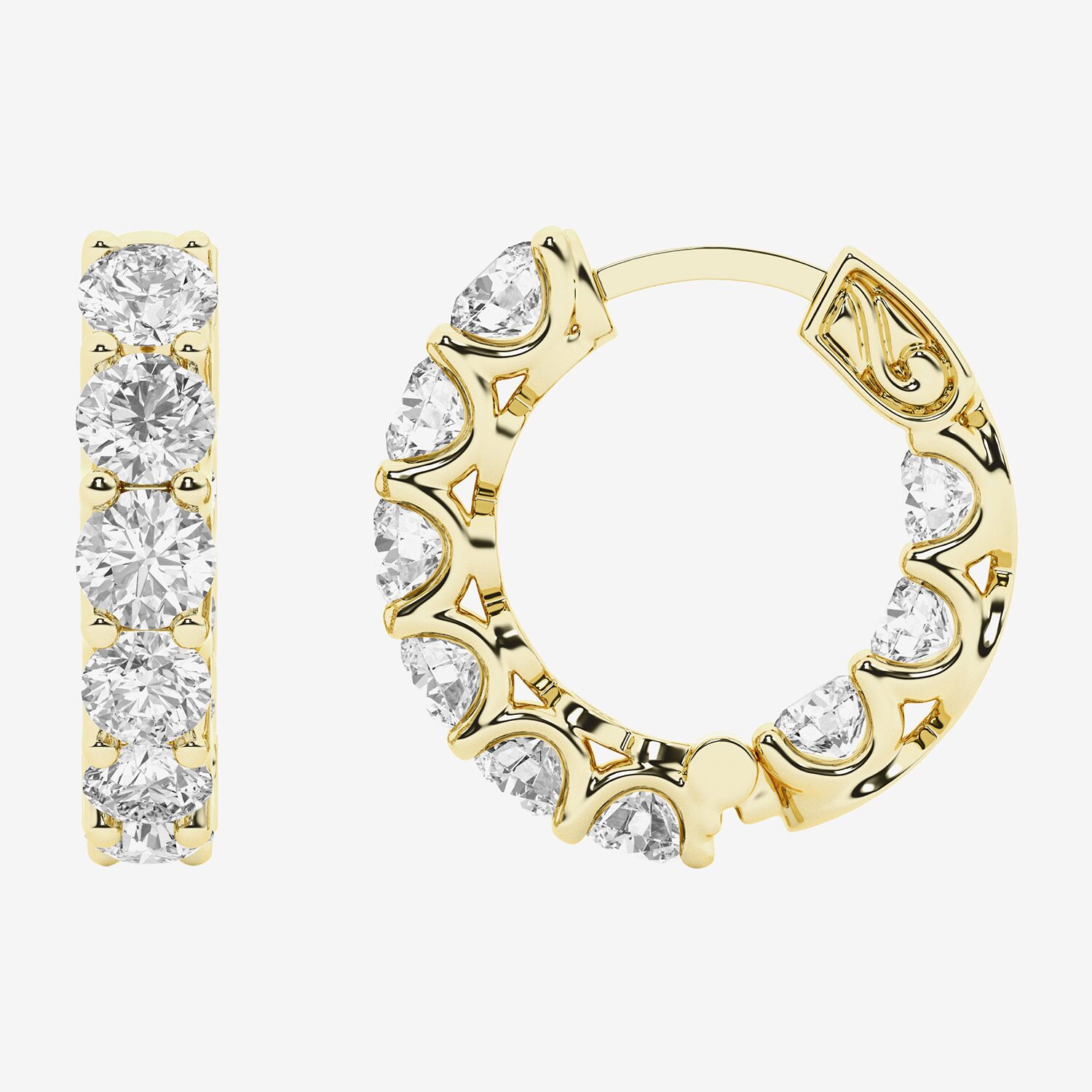 (G / Si1-Si2) Womens 5 CT. T.W. Lab Grown White Diamond Sterling Silver 2.3mm Hoop Earrings