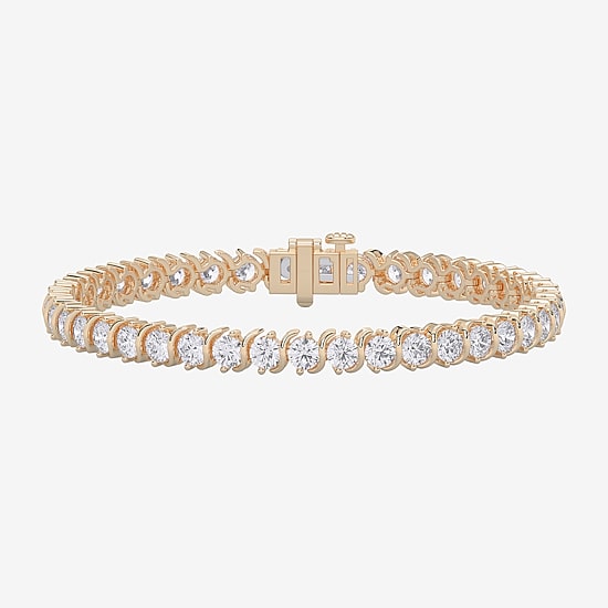 (F / Si1-Si2) Womens 10 Ct.T.W. Lab Grown White Diamond 14K Gold Over Silver 6 1/2 Inch Tennis Bracelet