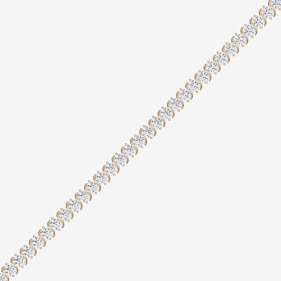 (F / Si1-Si2) Womens 10 Ct.T.W. Lab Grown White Diamond 14K Gold Over Silver 6 1/2 Inch Tennis Bracelet