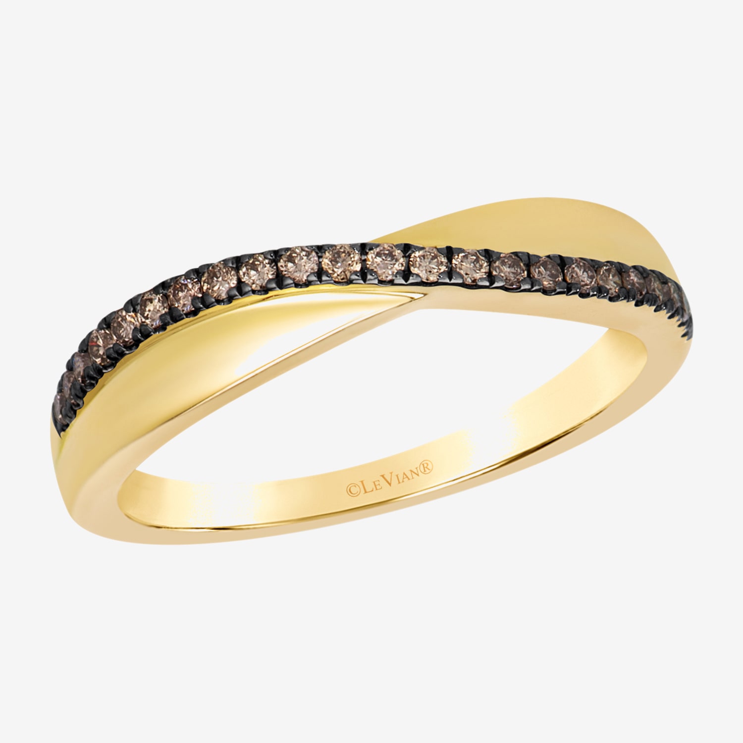 Levian Corp Womens 1/6 CT. T.W. Natural Champagne Diamond 14K Gold Round Band
