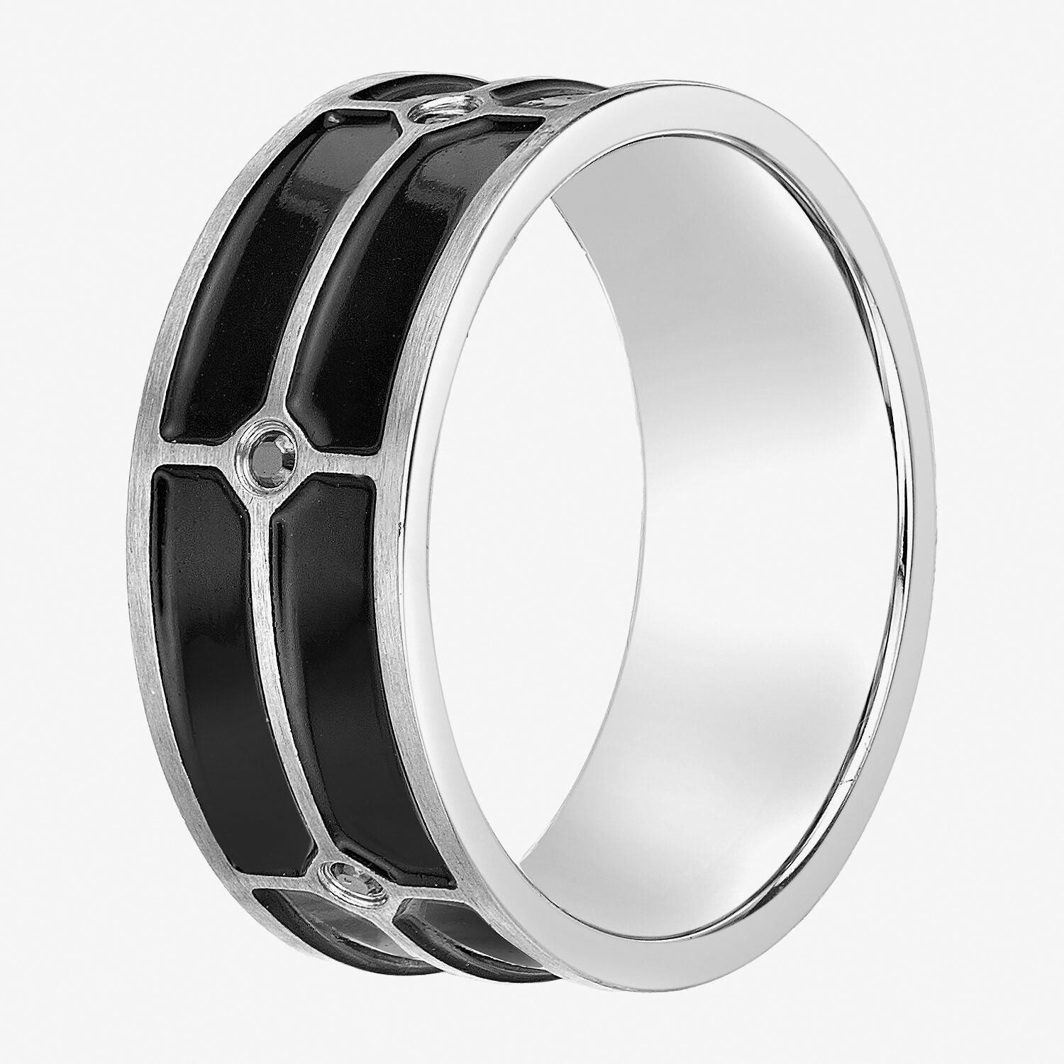 Limited Quantities! Mens 9M Black Cubic Zirconia Stainless Steel Band