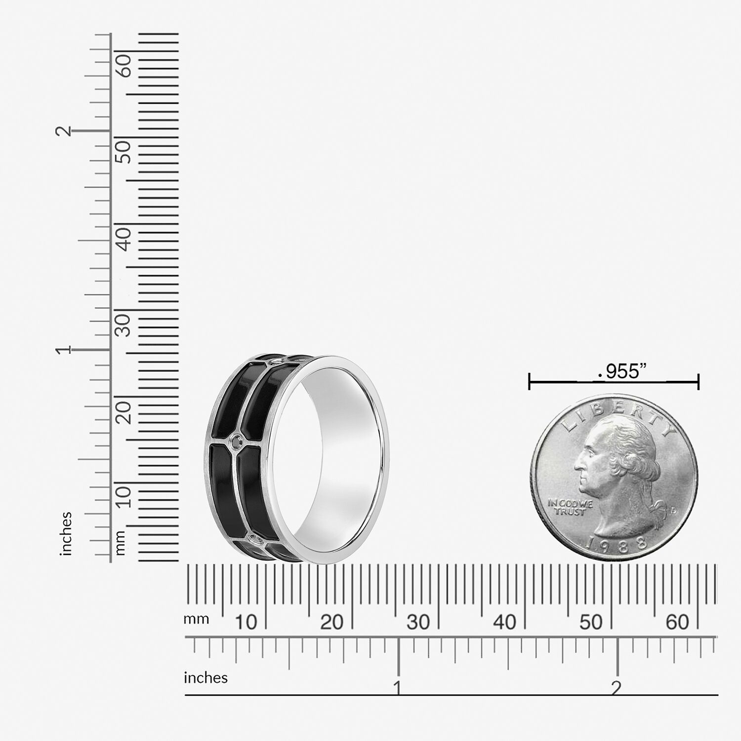 Limited Quantities! Mens 9M Black Cubic Zirconia Stainless Steel Band