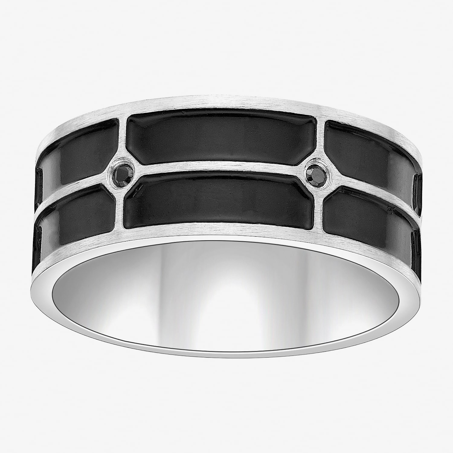 Limited Quantities! Mens 9M Black Cubic Zirconia Stainless Steel Band