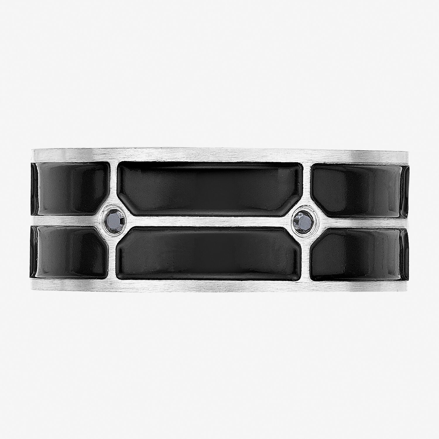 Limited Quantities! Mens 9M Black Cubic Zirconia Stainless Steel Band