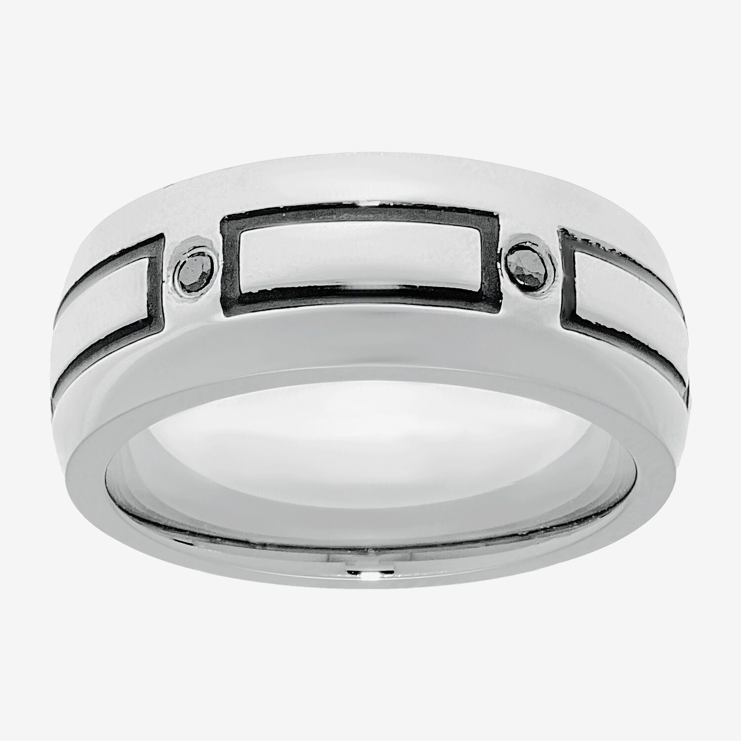 Limited Quantities! Mens 8MM Black Cubic Zirconia Stainless Steel Band ...