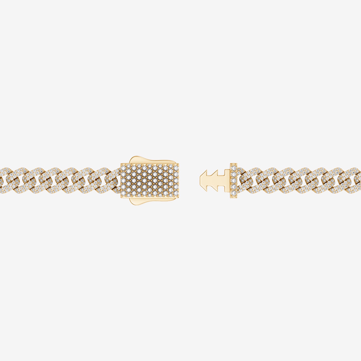(F / Si2) Mens 14K Gold Over Silver 8 1/2 Inch Semisolid Cuban Chain Bracelet
