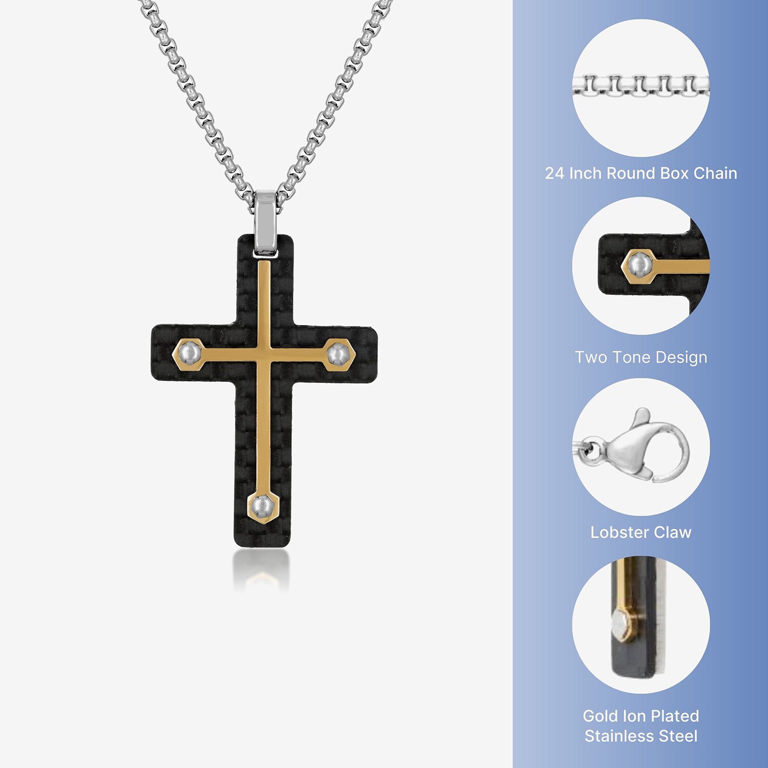 Limited Quantities! Mens Stainless Steel Cross 24 Inch Pendant Necklace