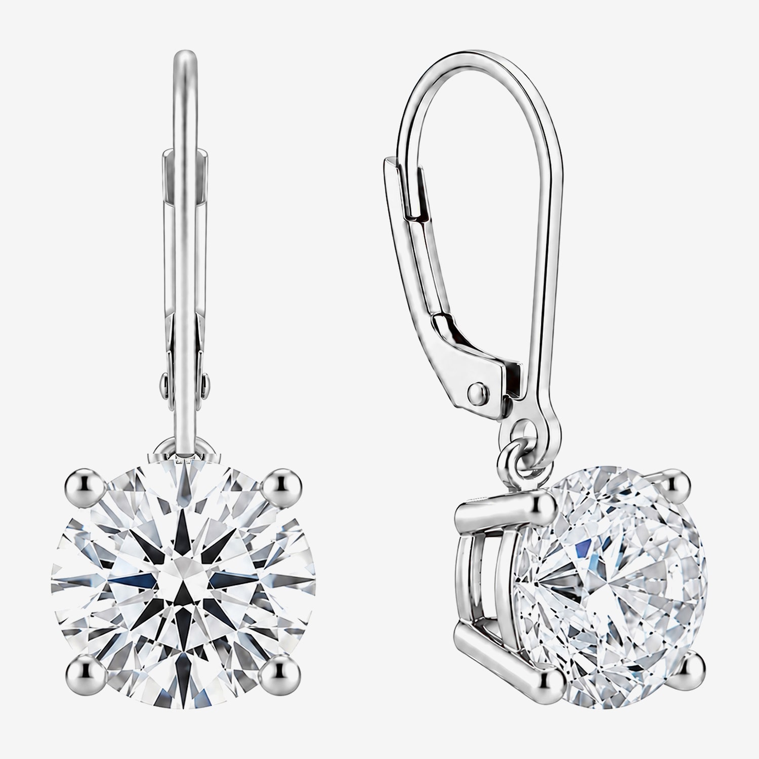 (F / Si2) Womens 5 CT. T.W. Lab Grown White Diamond 14K Gold 23.2mm Round Hoop Earrings