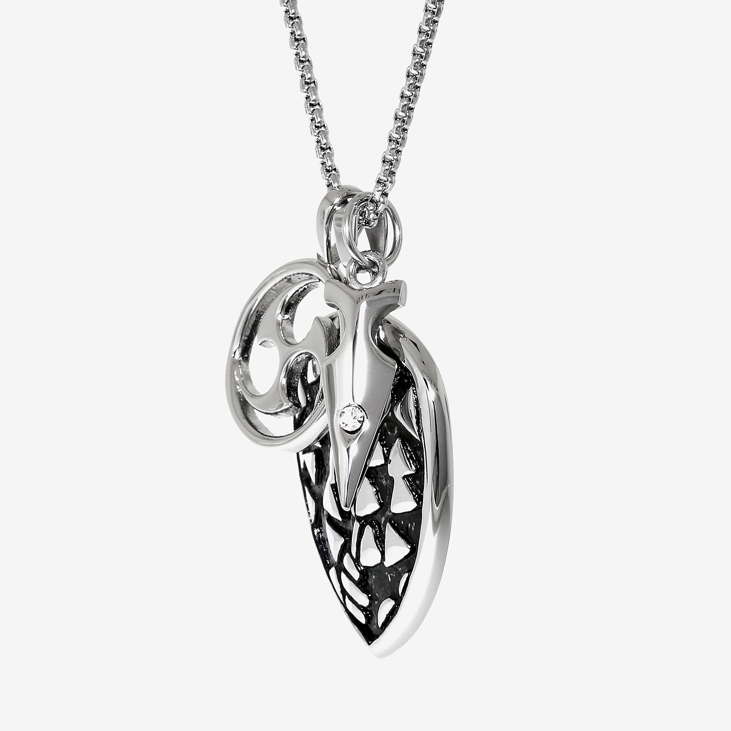 Limited Quantities! Mens White Cubic Zirconia Stainless Steel 24 Inch Pendant Necklace