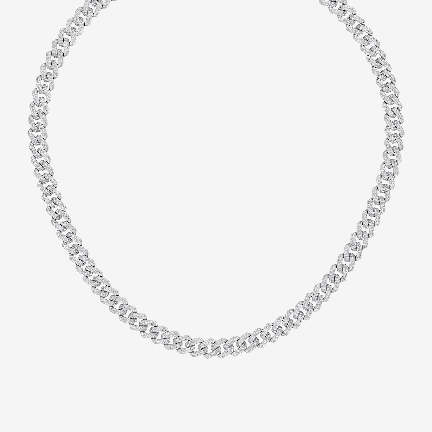 (F / Si2) Mens Sterling Silver 22 Inch Cuban Chain Necklace