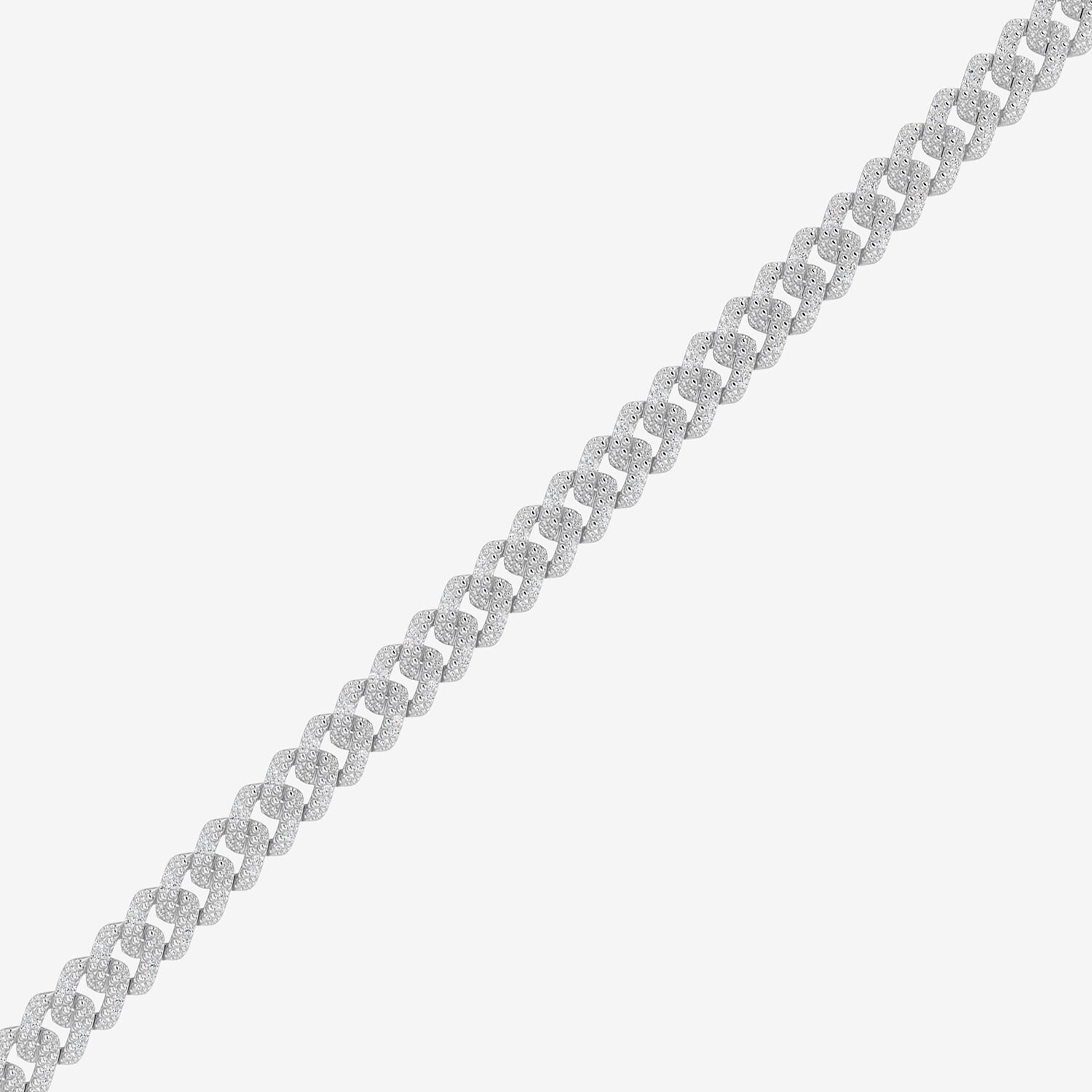F / Si2) Mens Sterling Silver 8 1/2 Inch Semisolid Cuban Chain Bracelet