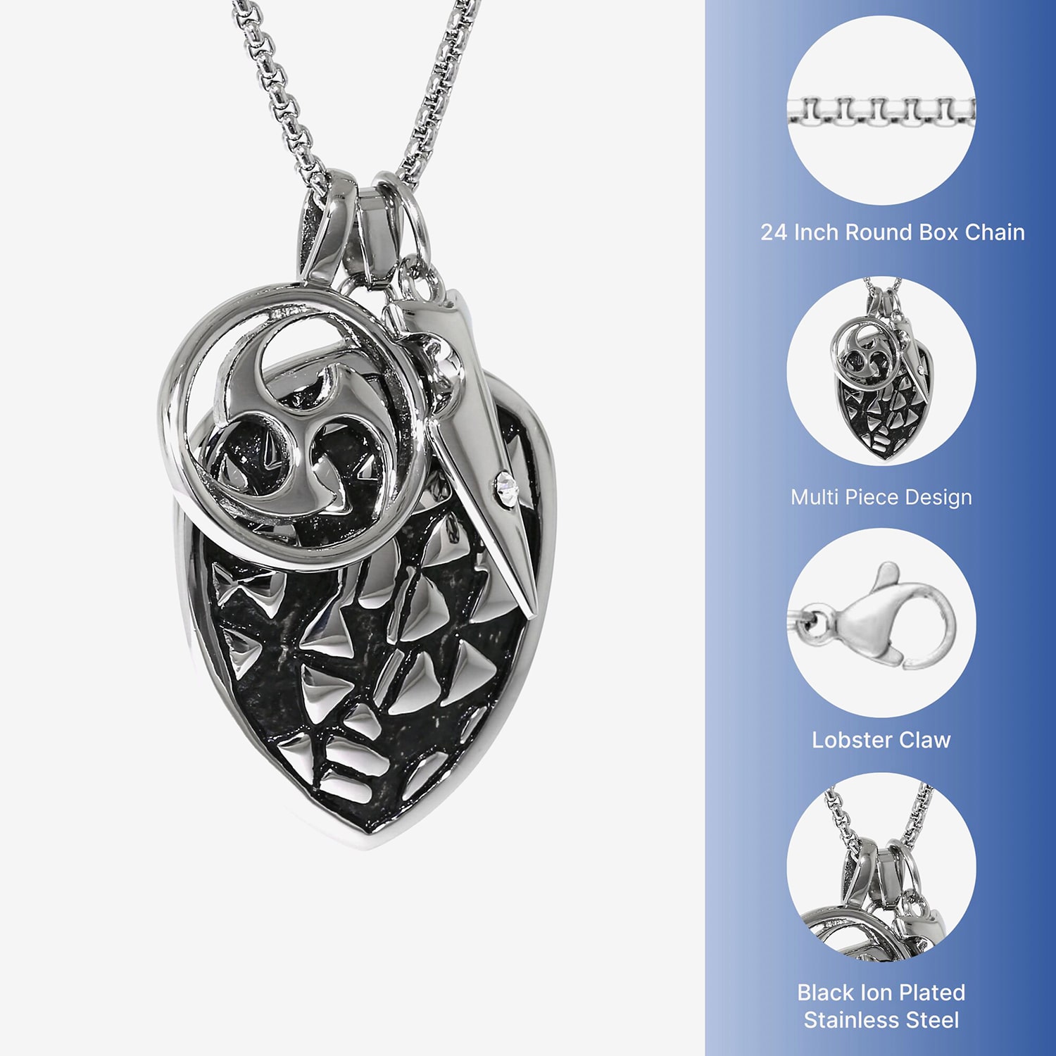 Limited Quantities! Mens White Cubic Zirconia Stainless Steel 24 Inch Pendant Necklace