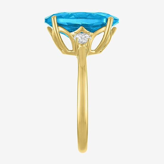(G-H/Si2-I1) Womens 1/4 CT. T.W. Gemstone 10K Gold Oval 3-Stone Cocktail Ring