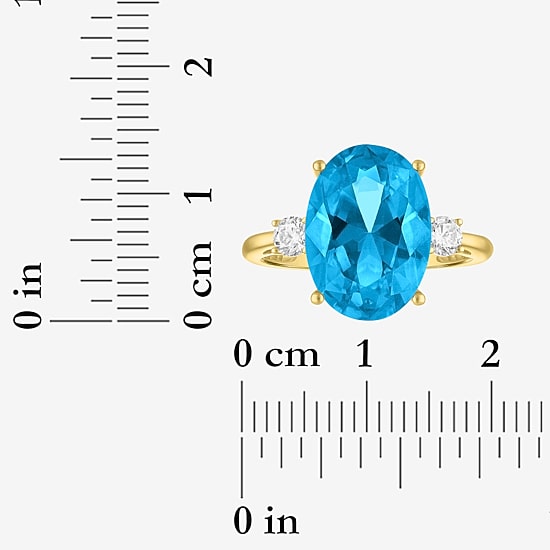 (G-H/Si2-I1) Womens 1/4 CT. T.W. Gemstone 10K Gold Oval 3-Stone Cocktail Ring