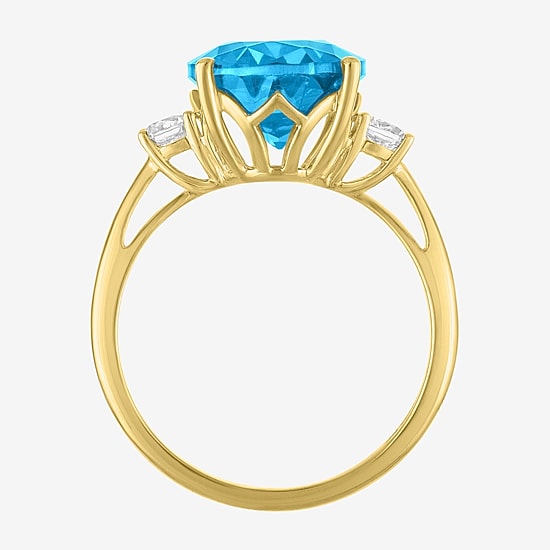 (G-H/Si2-I1) Womens 1/4 CT. T.W. Gemstone 10K Gold Oval 3-Stone Cocktail Ring