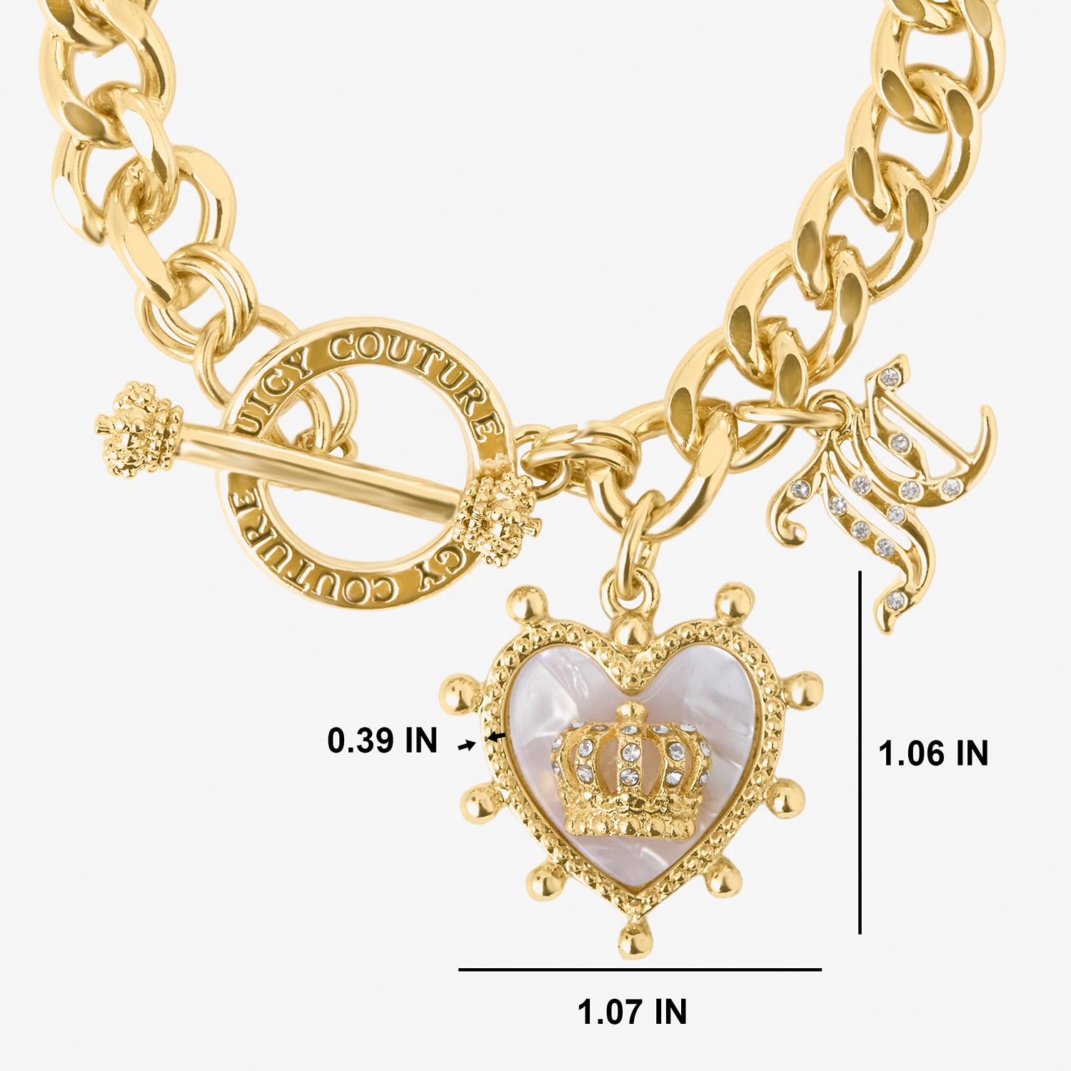Juicy By Juicy Couture Womens Multi Color Glass Charm Bracelet