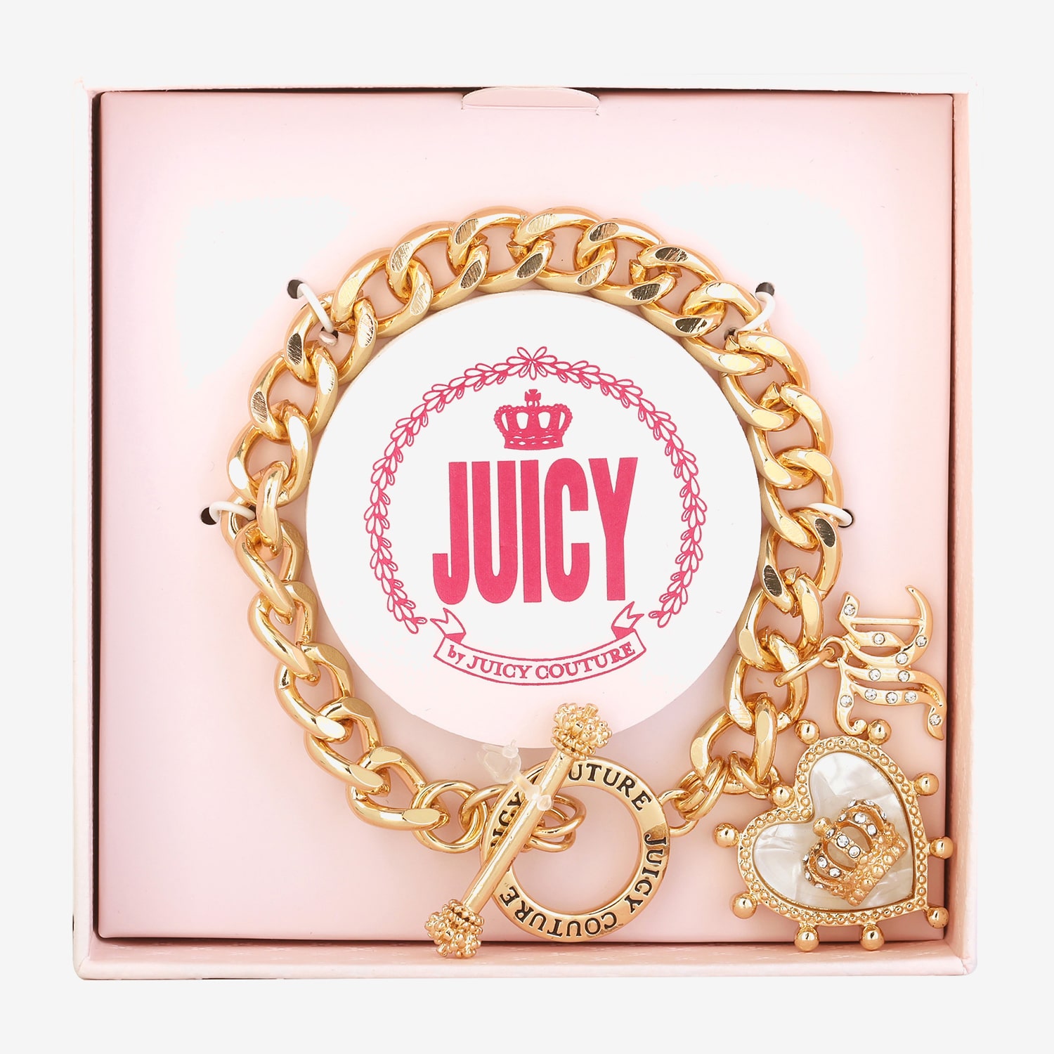 Juicy By Juicy Couture Womens Multi Color Glass Charm Bracelet
