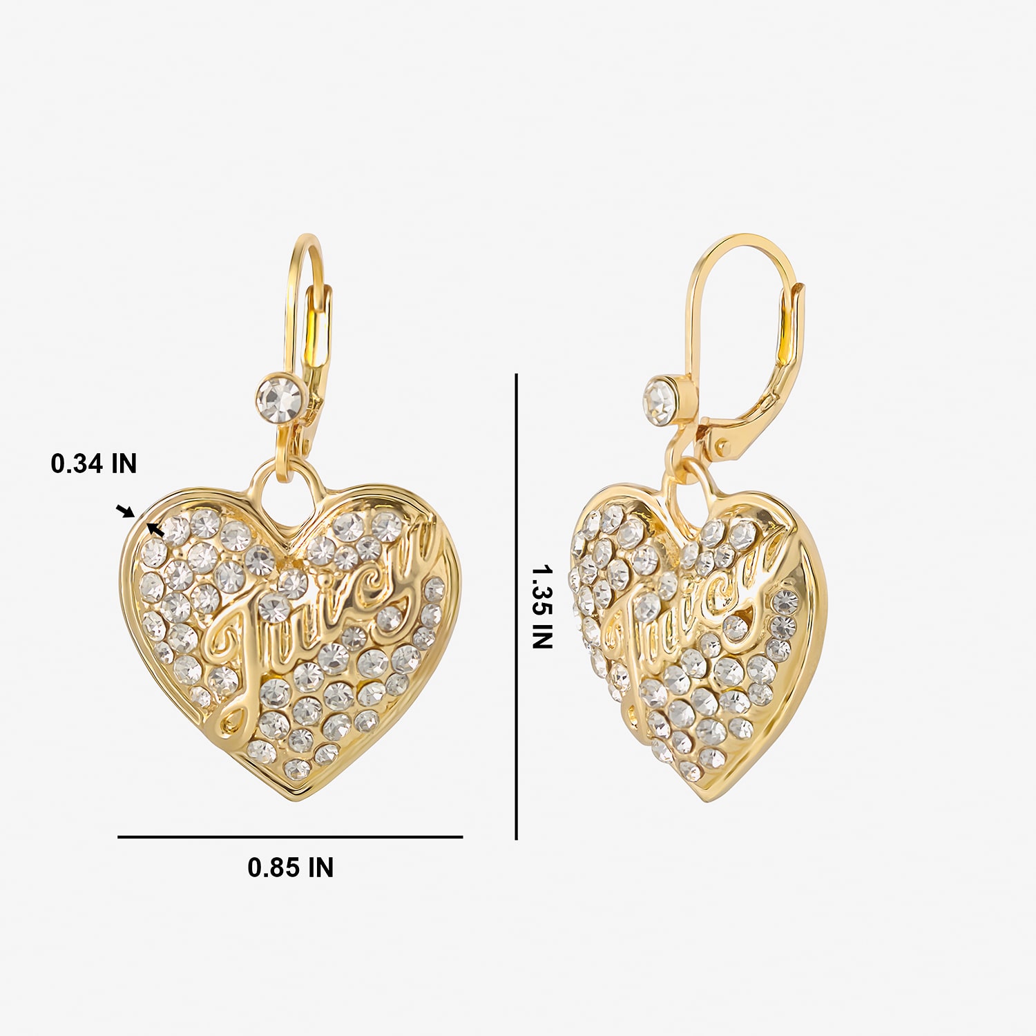 Juicy By Juicy Couture Womens Glass Heart Drop Earrings