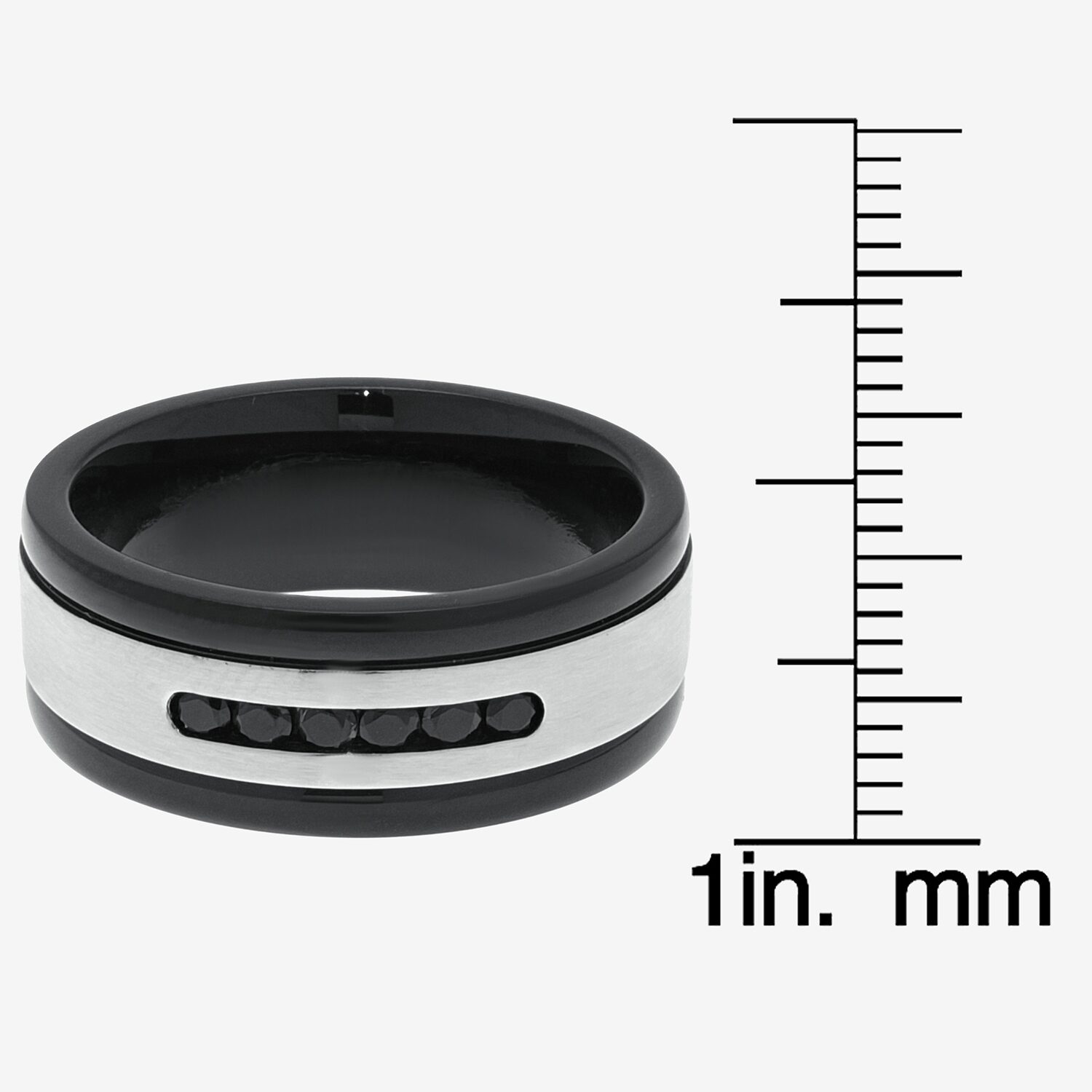 Limited Quantities! Mens 8MM Black Cubic Zirconia Stainless Steel Band