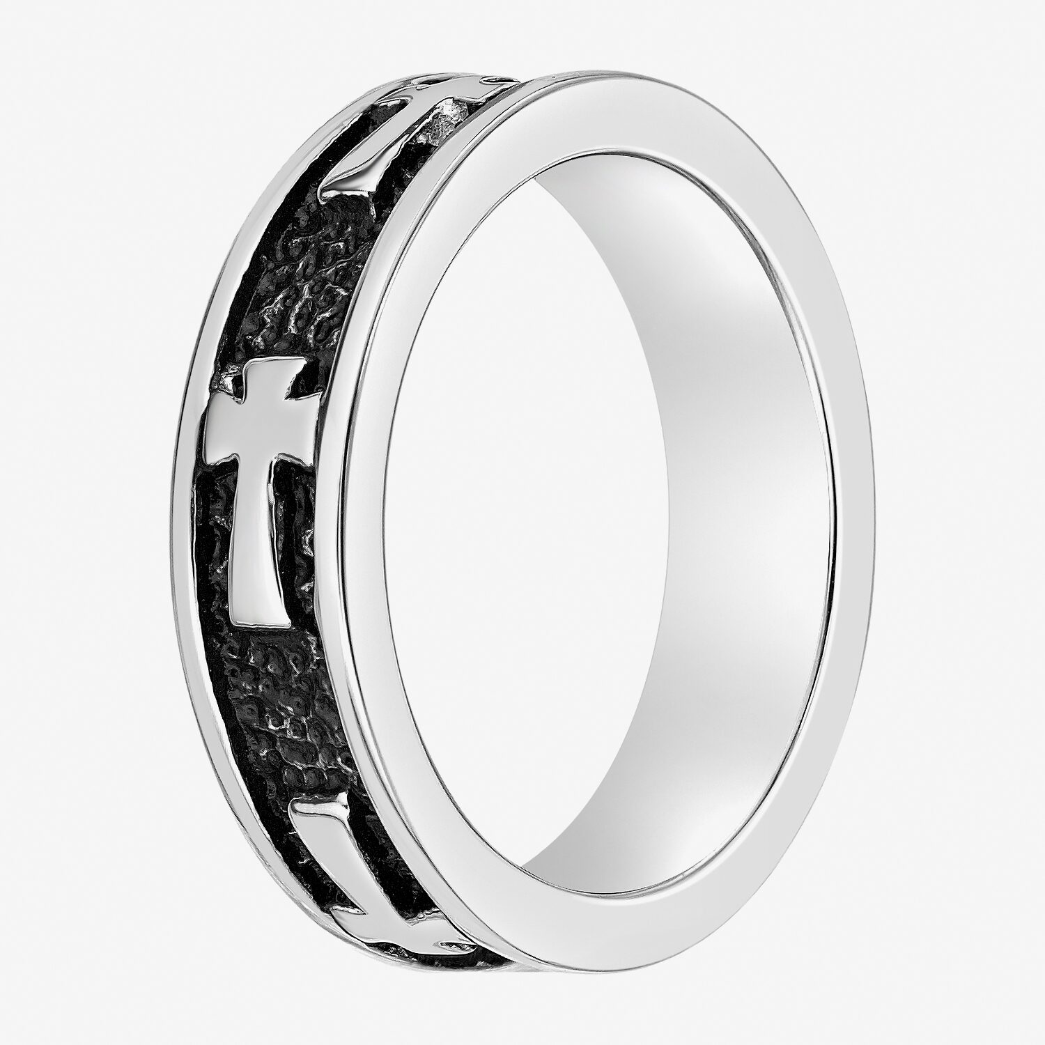 Limited Quantities! Mens 5.5MM Stainless Steel Cross Band