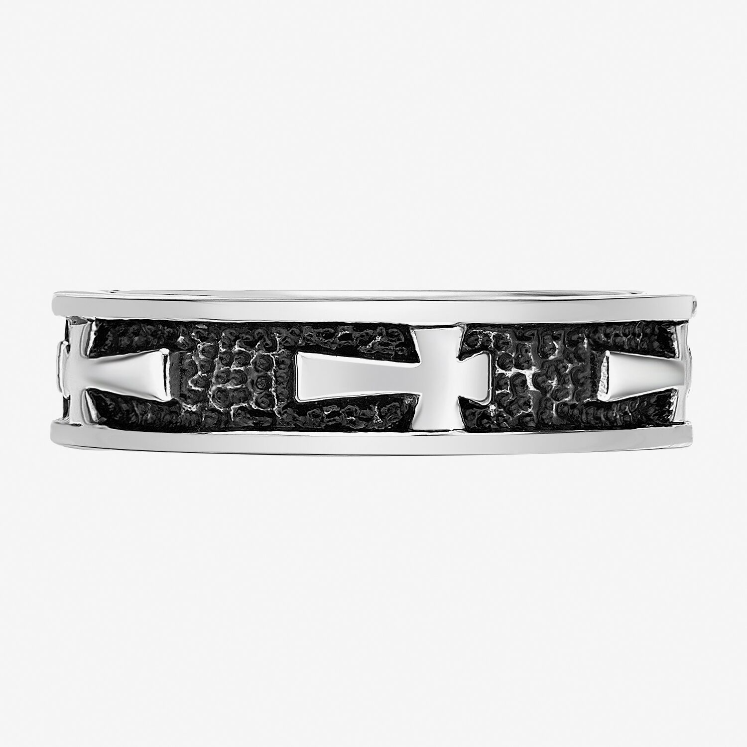 Limited Quantities! Mens 5.5MM Stainless Steel Cross Band