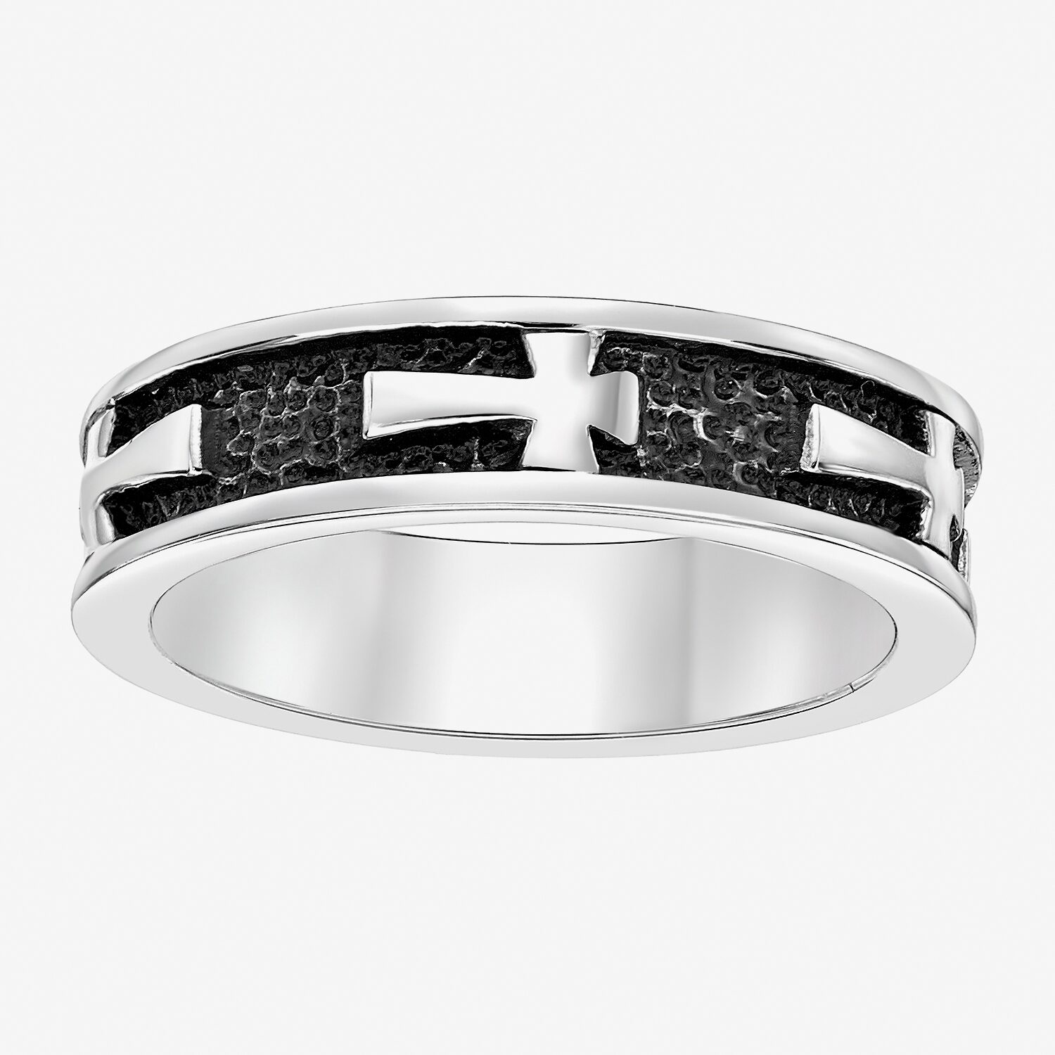 Limited Quantities! Mens 5.5MM Stainless Steel Cross Band