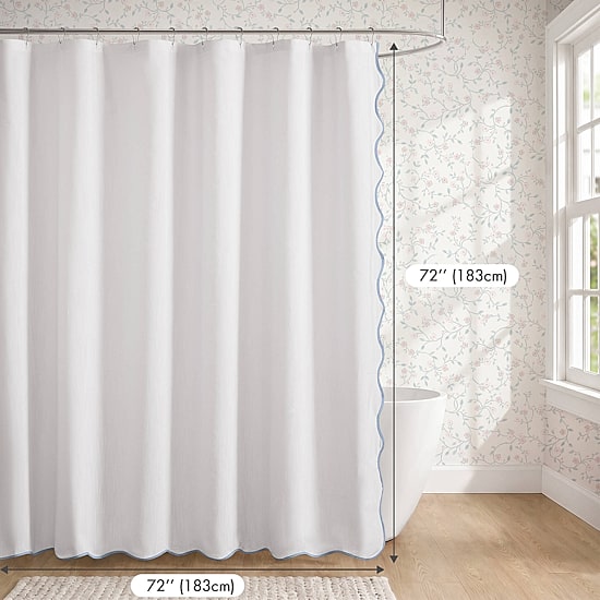 Laura Ashley Petal Bloom Scalloped Shower Curtain