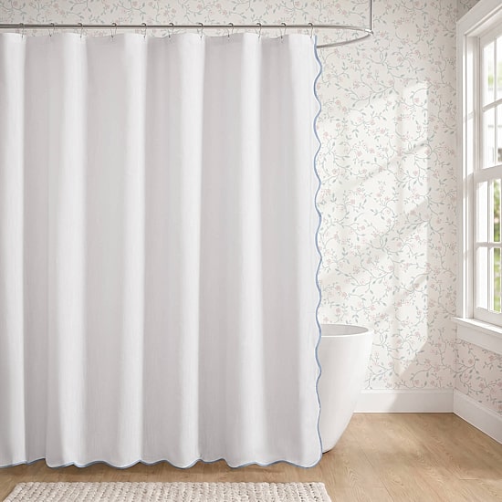 Laura Ashley Petal Bloom Scalloped Shower Curtain