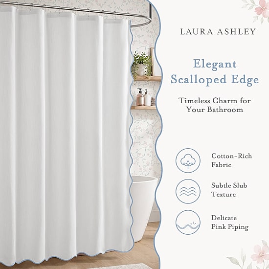 Laura Ashley Petal Bloom Scalloped Shower Curtain
