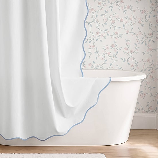 Laura Ashley Petal Bloom Scalloped Shower Curtain