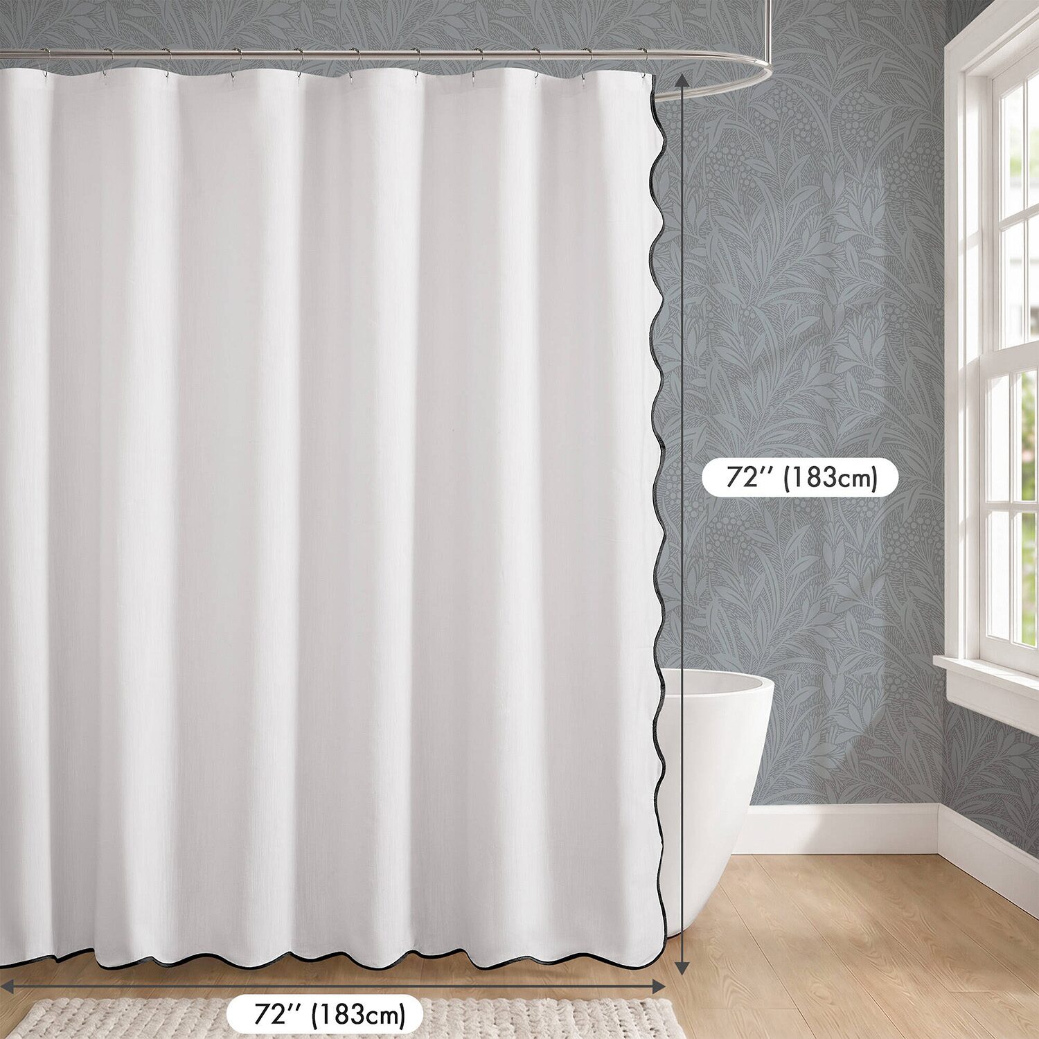 Laura Ashley Petal Bloom Scalloped Shower Curtain