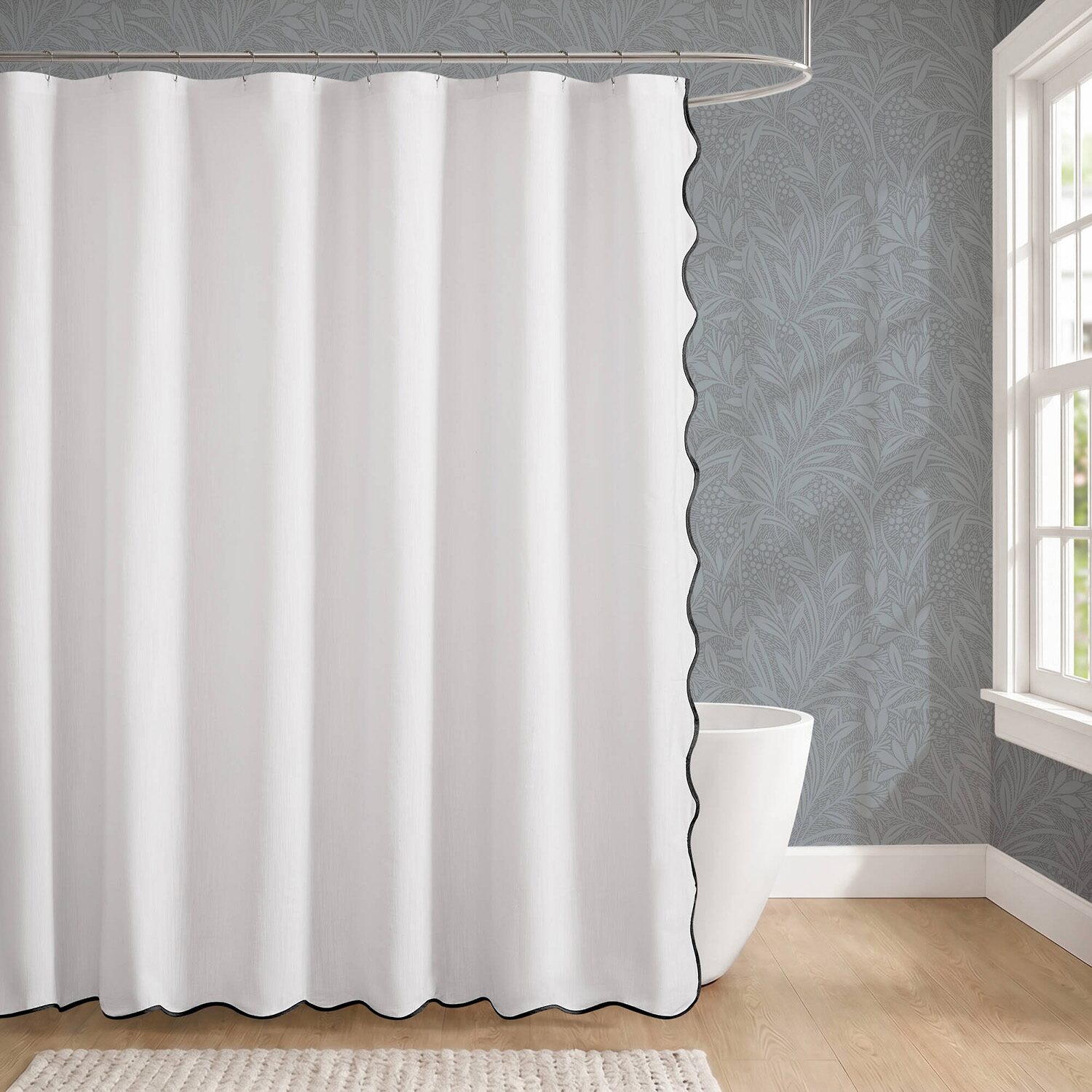 Laura Ashley Petal Bloom Scalloped Shower Curtain